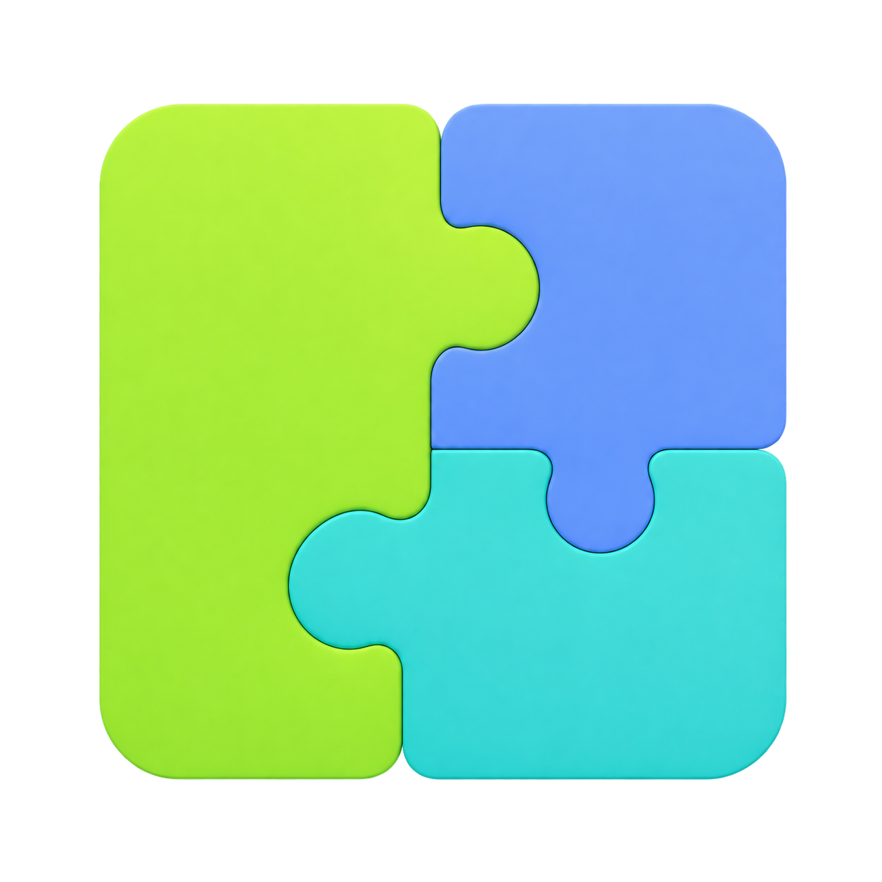 Three interlocking puzzle pieces in a compact vertical composition.